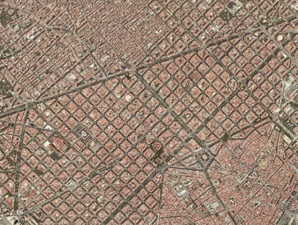 Imagen del diferente entramado de una zona de la ciudad de Barcelona. Visualizador Iberpix