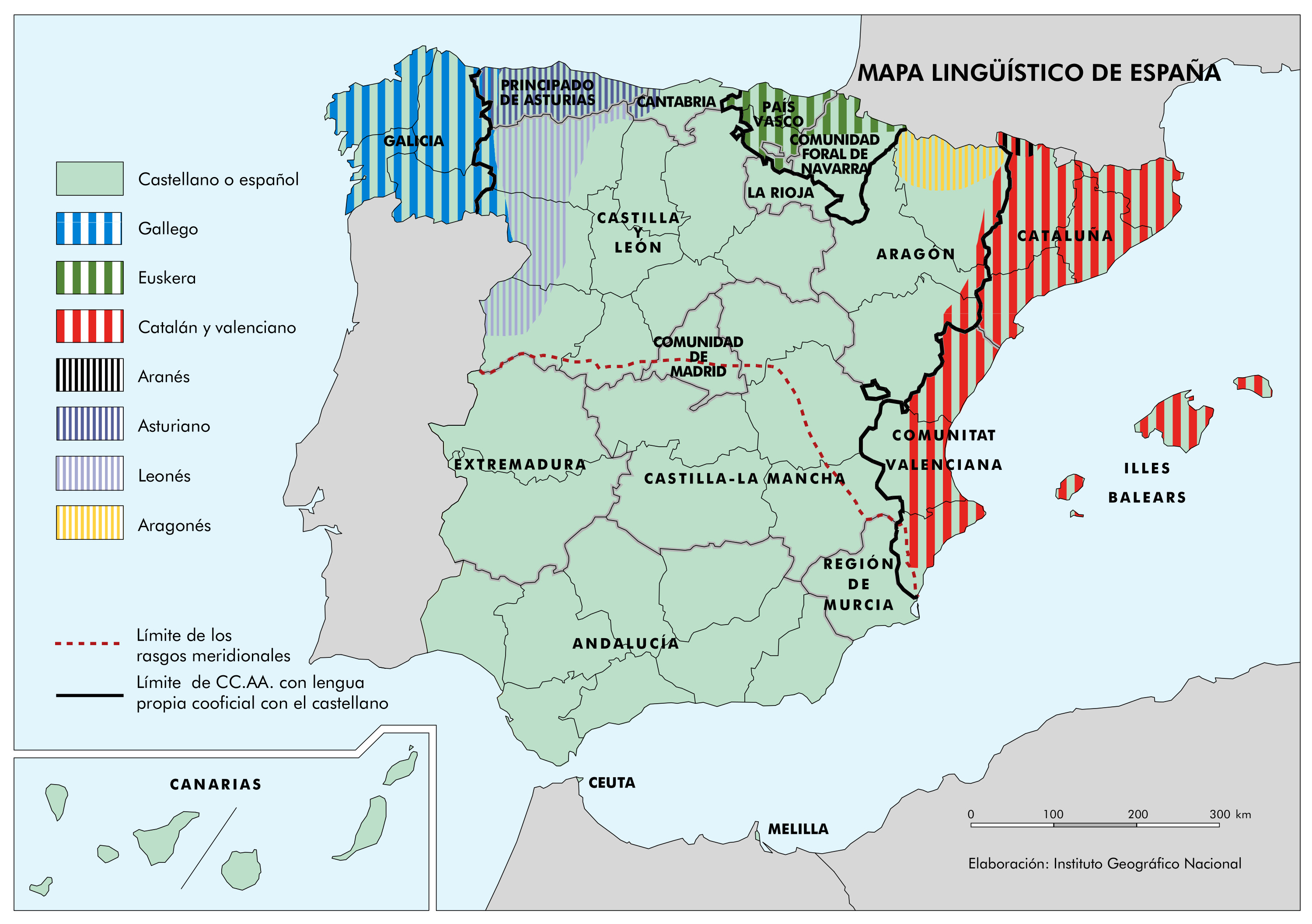 Mapa de las lenguas y dialectos de España
