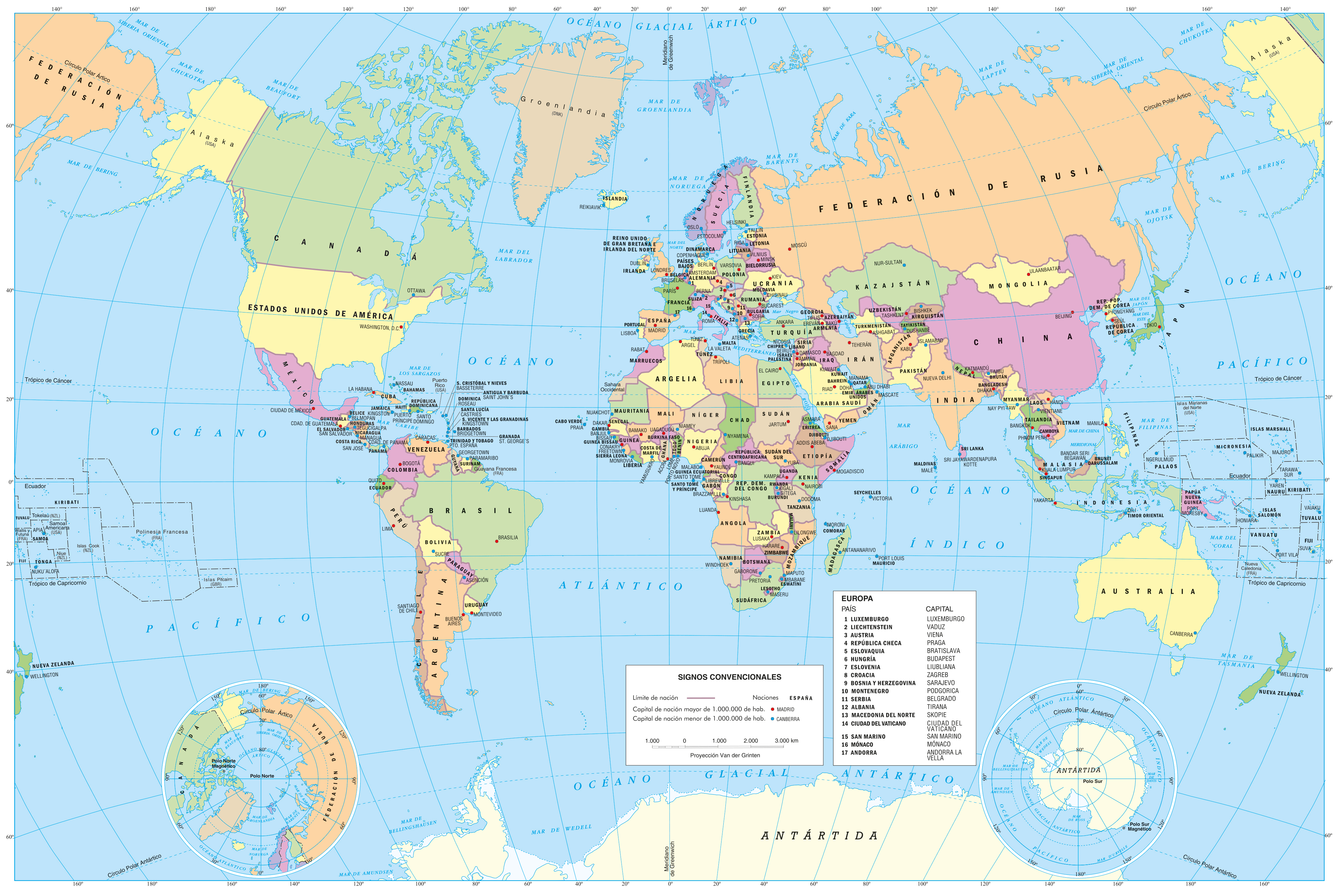 Imagen de mapa político del mundo